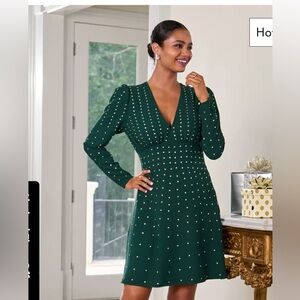 Boston Proper Green A-Line Cocktail Dress